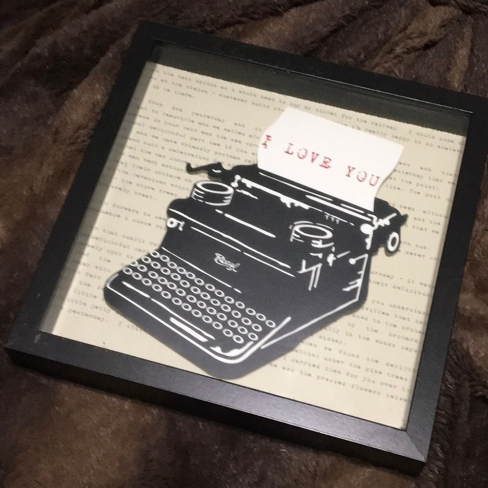 I Love You Typewriter Framed 3D Art